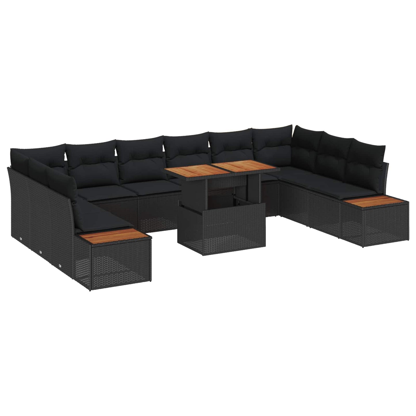Garten-Sofa-Set 11 Stk. Schwarz Poly Rattan