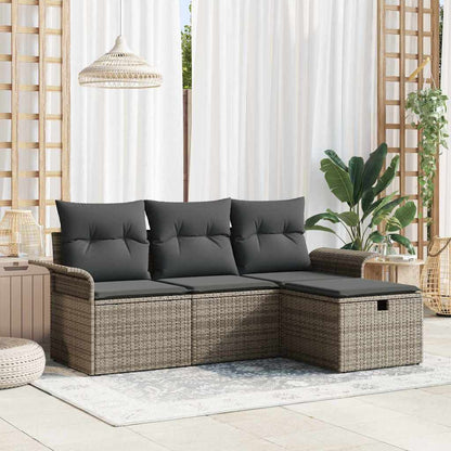 Gartensofa-set 4 stk. Grau Poly-Rattan