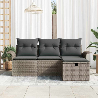 Gartensofa-set 4 stk. Grau Poly-Rattan