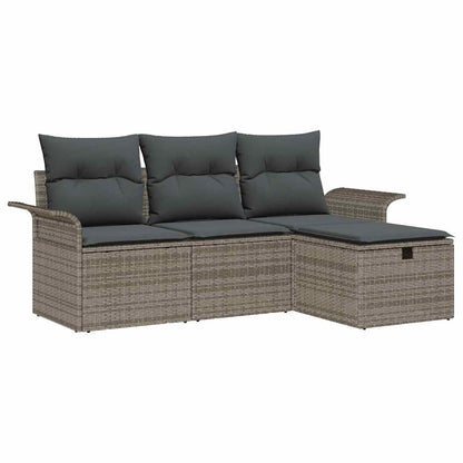 Gartensofa-set 4 stk. Grau Poly-Rattan