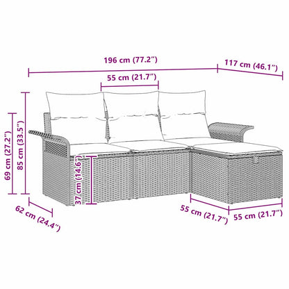 Gartensofa-set 4 stk. Beige und Creme Poly-Rattan