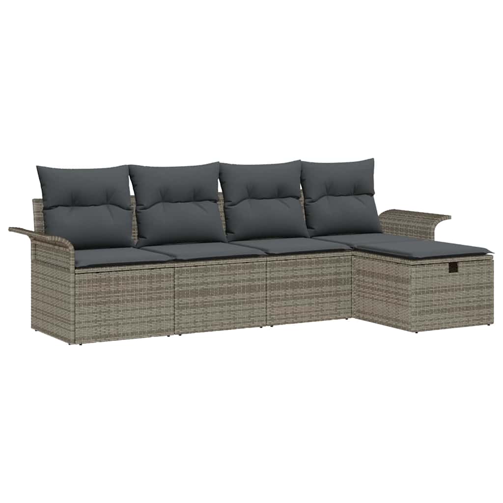Gartensofa-set 5 stk. Grau Poly-Rattan