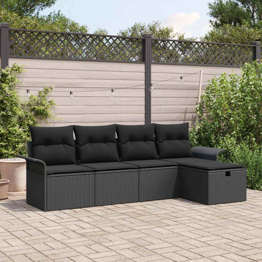 Gartensofa-set 5 stk. Schwarz Poly-Rattan