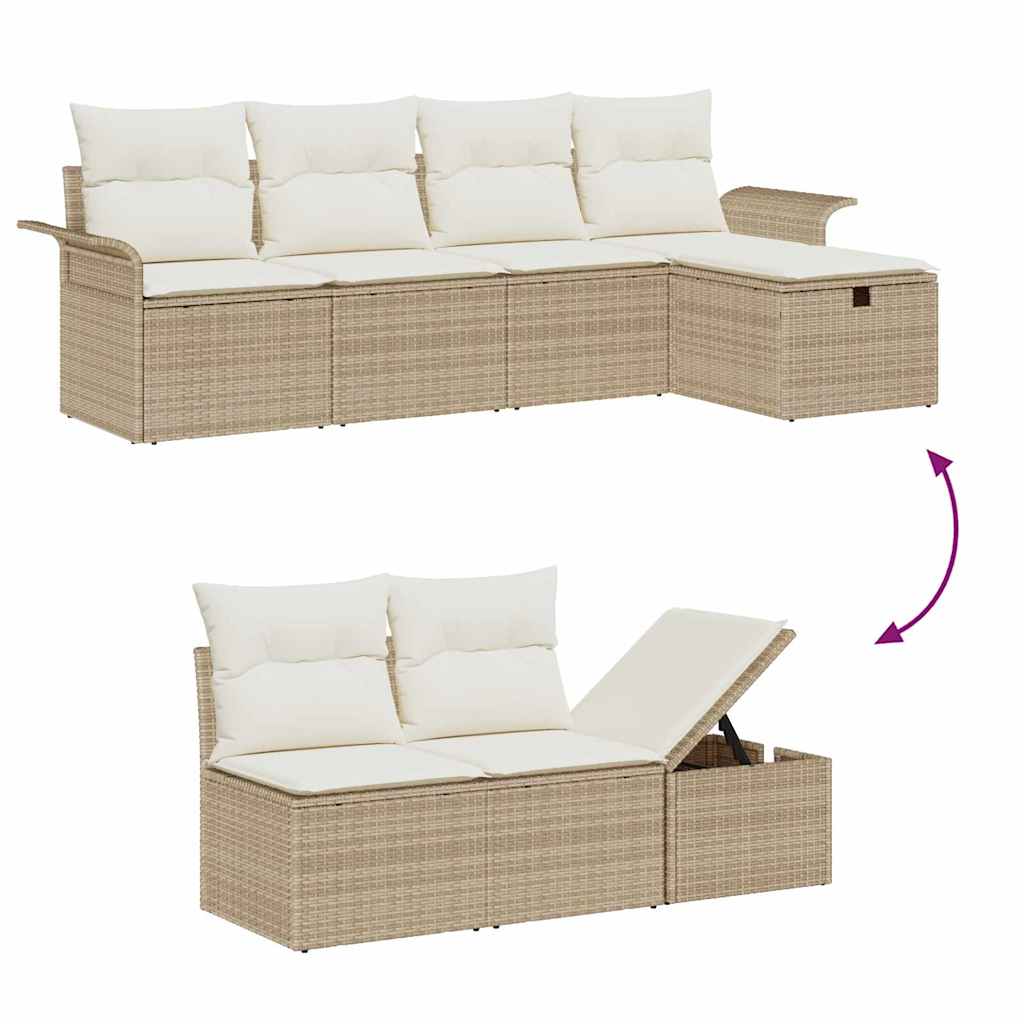 Gartensofa-set 6 stk. Beige und Creme Poly-Rattan