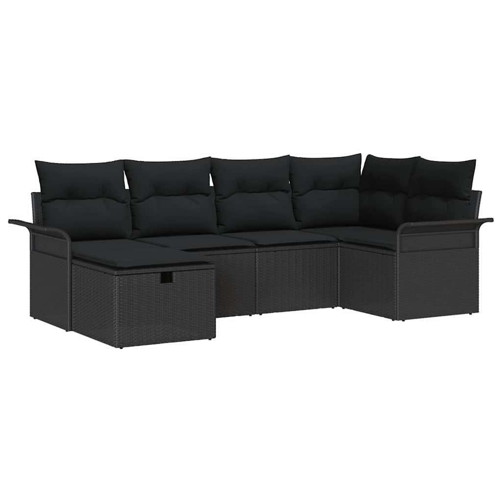 Gartensofa-set 6 stk. Schwarz Poly-Rattan