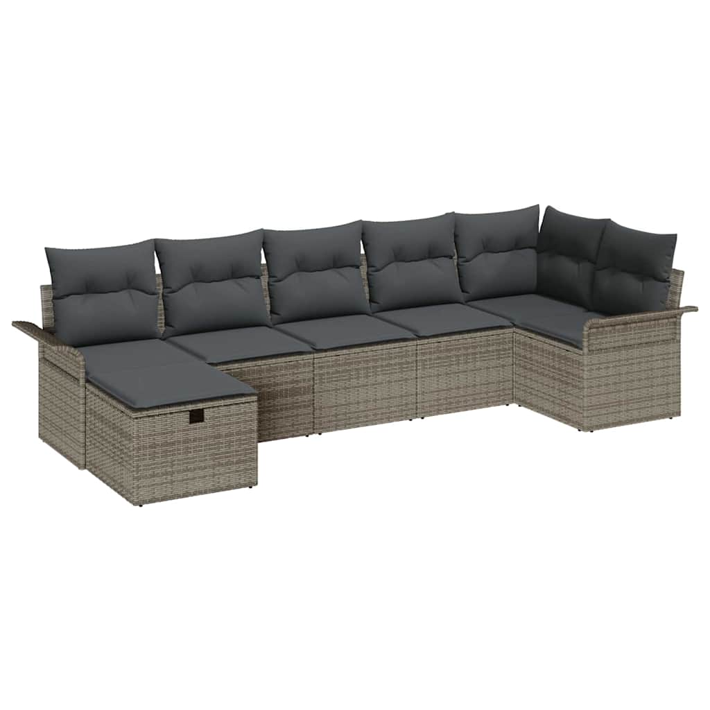 Gartensofa-set 7 stk. Grau Poly-Rattan