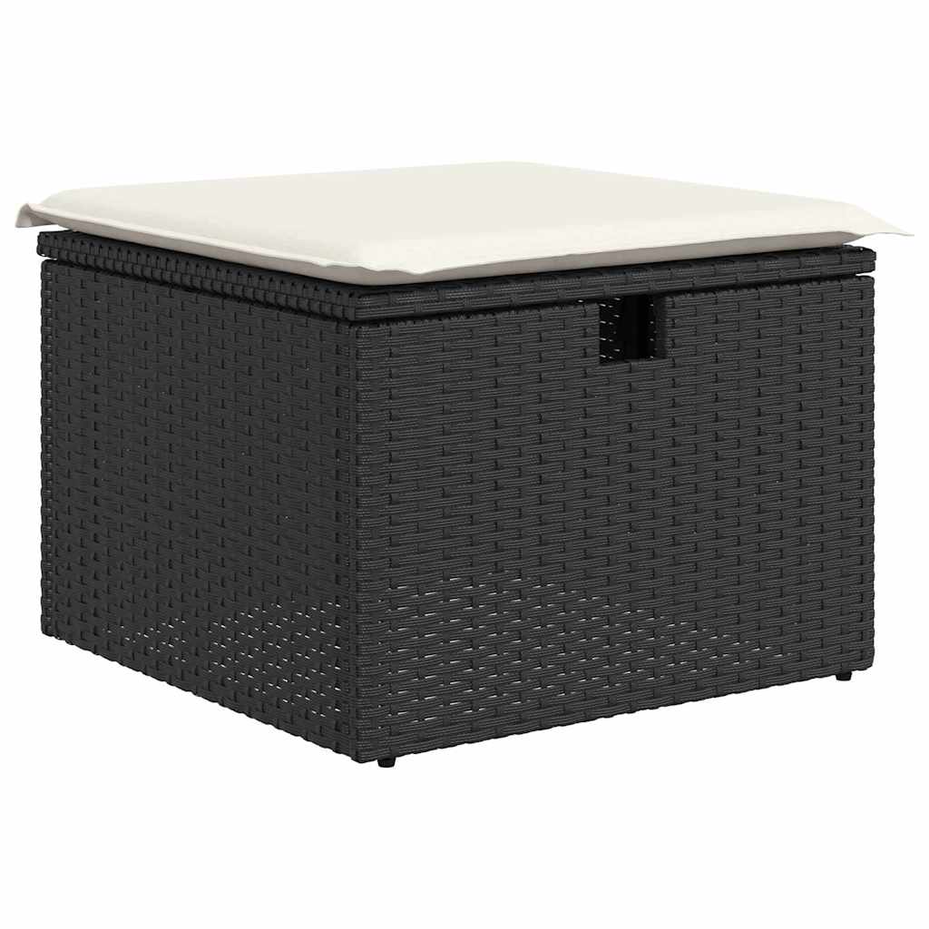Gartensofa-set mit Kissen 8 pcs Schwarz und Creme Poly-Rattan