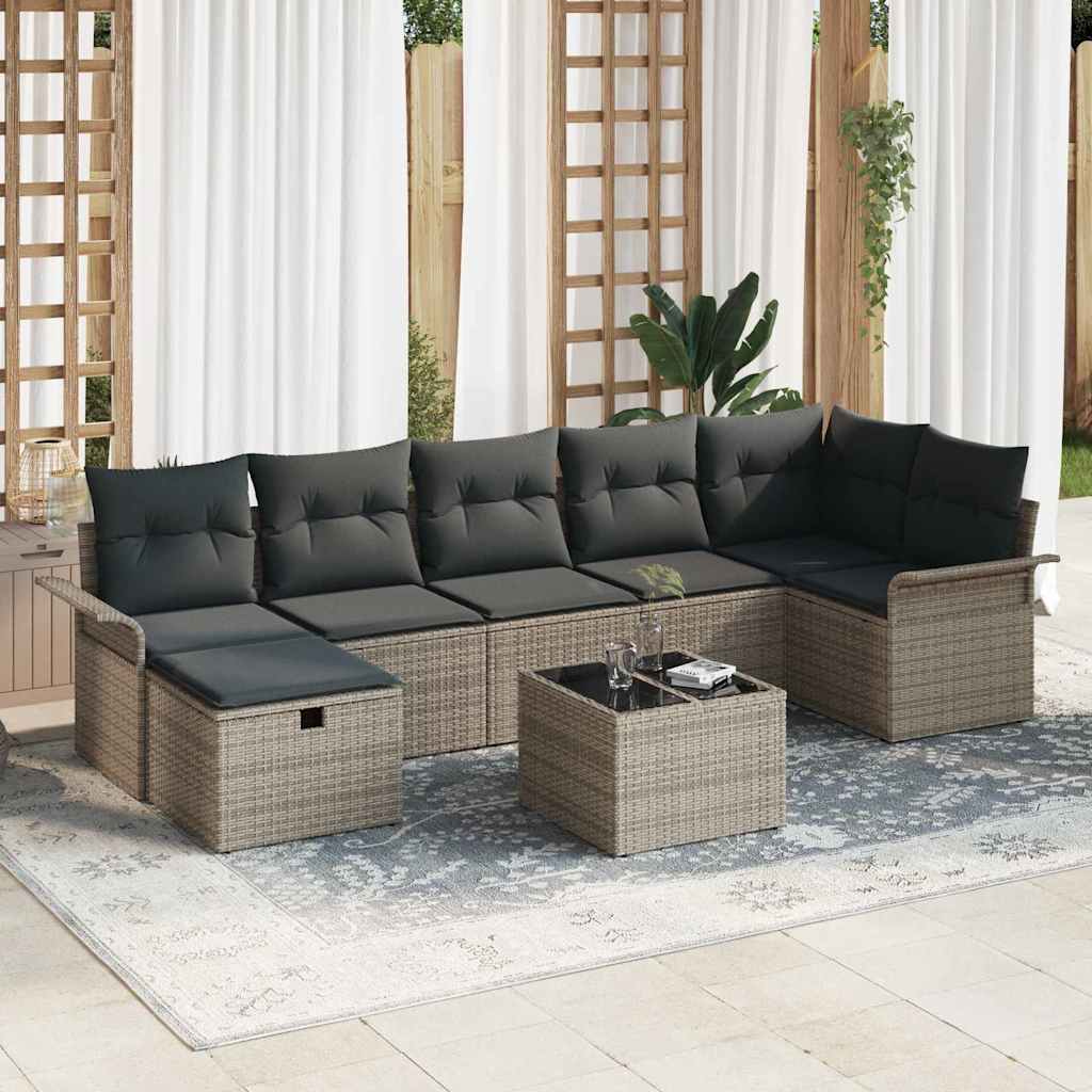 Gartensofa-set 8 stk. Grau Poly-Rattan