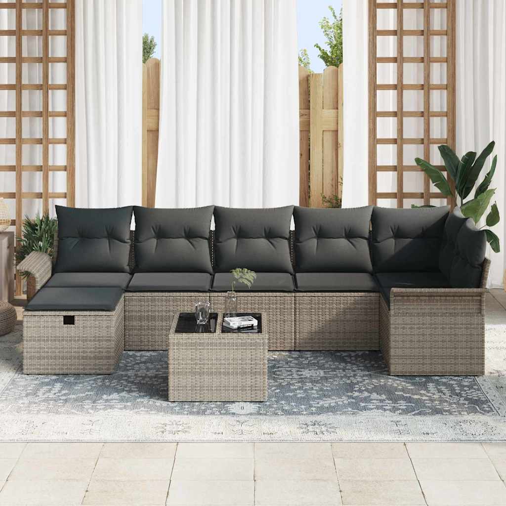 Gartensofa-set 8 stk. Grau Poly-Rattan