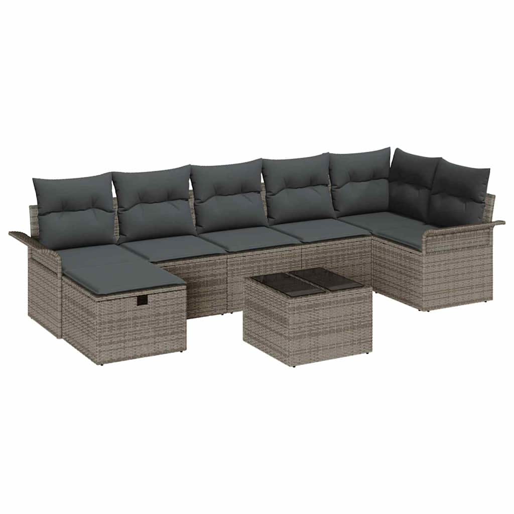 Gartensofa-set 8 stk. Grau Poly-Rattan