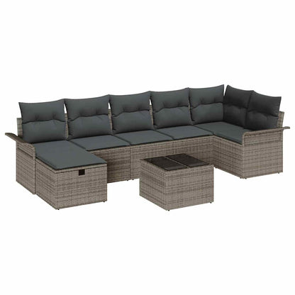 Gartensofa-set 8 stk. Grau Poly-Rattan