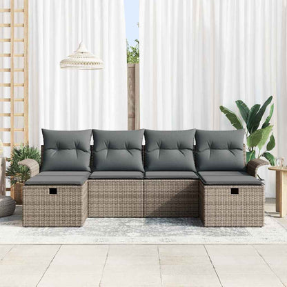 Gartensofa-set 6 stk. Grau Poly-Rattan