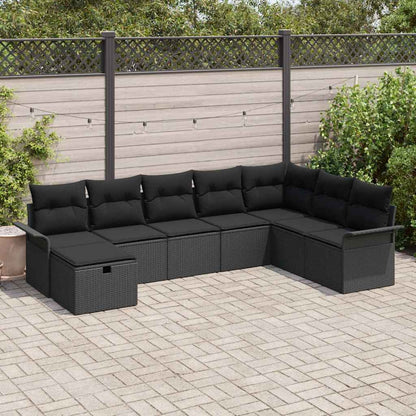 Gartensofa-set 8 stk. Schwarz Poly-Rattan
