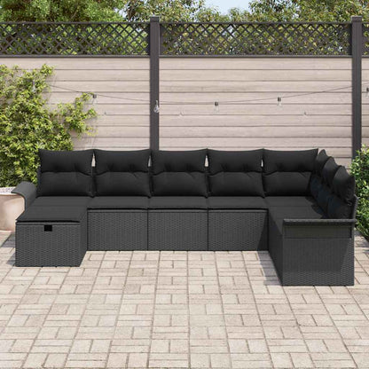 Gartensofa-set 8 stk. Schwarz Poly-Rattan