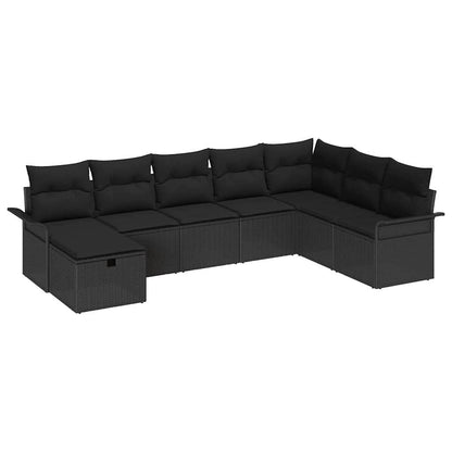 Gartensofa-set 8 stk. Schwarz Poly-Rattan