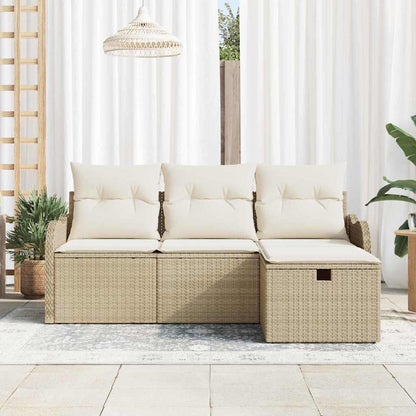 Gartensofa-set 4 stk. Beige und Creme Poly-Rattan
