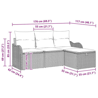 Gartensofa-set 4 stk. Schwarz Poly-Rattan
