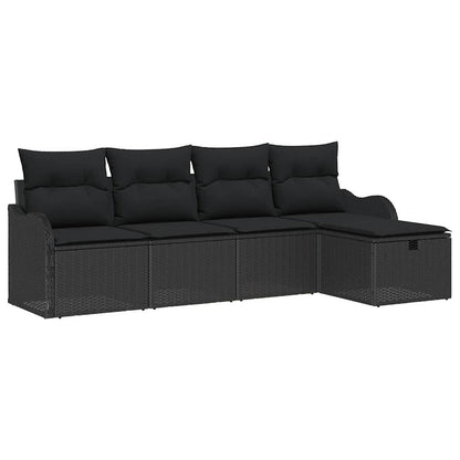 Gartensofa-set 5 stk. 4-Sitzanzahl Schwarz Poly-Rattan