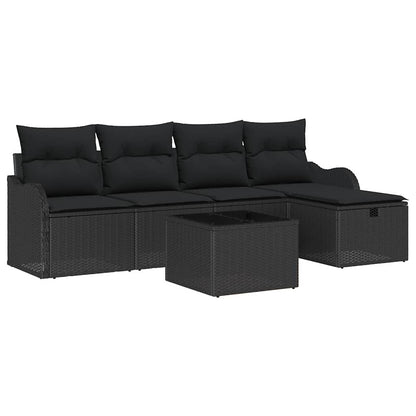 Gartensofa-set 6 stk. 4-Sitzanzahl Schwarz Poly-Rattan