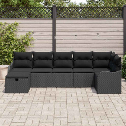 Sofa Set 7 stk. 7-Sitzanzahl Schwarz Poly-Rattan