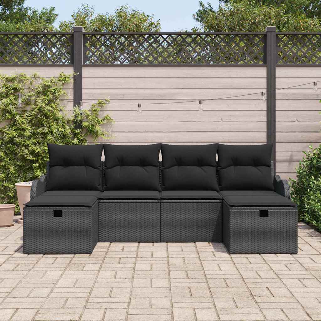 Sofa Set 6 stk. 6-Sitzanzahl Schwarz Poly-Rattan