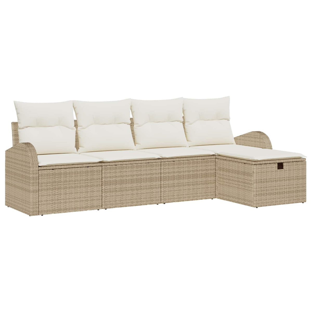 Sofa Set 5 stk. Beige und Creme Poly-Rattan