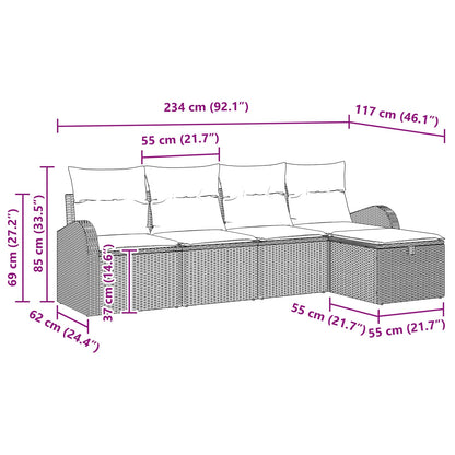 Sofa Set 5 stk. Schwarz Poly-Rattan