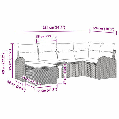 Sofa Set 6 stk. Schwarz Poly-Rattan