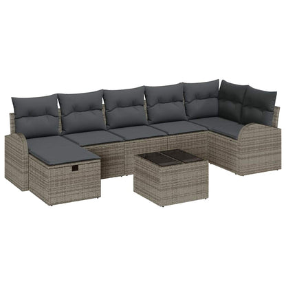 Sofa Set 8 stk. Grau Poly-Rattan