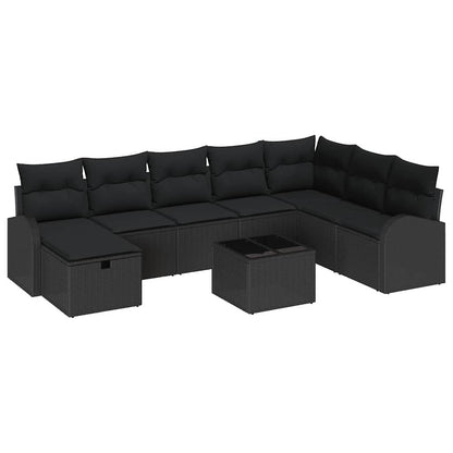 Sofa Set 9 stk. Schwarz Poly-Rattan