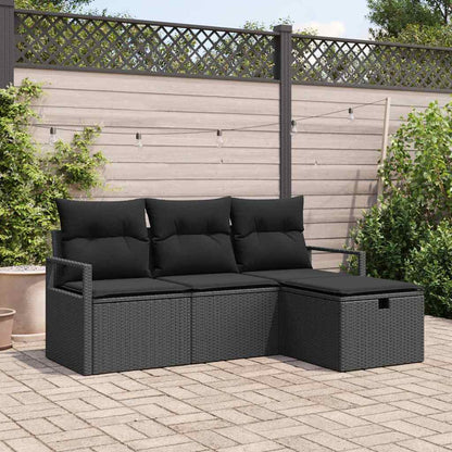 Sofa Set 4 stk. 4-Sitzanzahl Schwarz Poly-Rattan