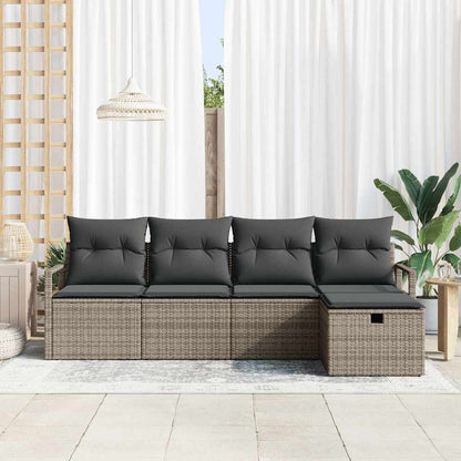 Sofa Set mit Kissen mit Speicher Grau Poly-Rattan