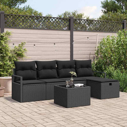 Sofa Set 6 stk. 5-Sitzanzahl Schwarz Poly-Rattan