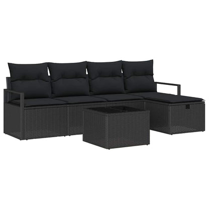 Sofa Set 6 stk. 5-Sitzanzahl Schwarz Poly-Rattan