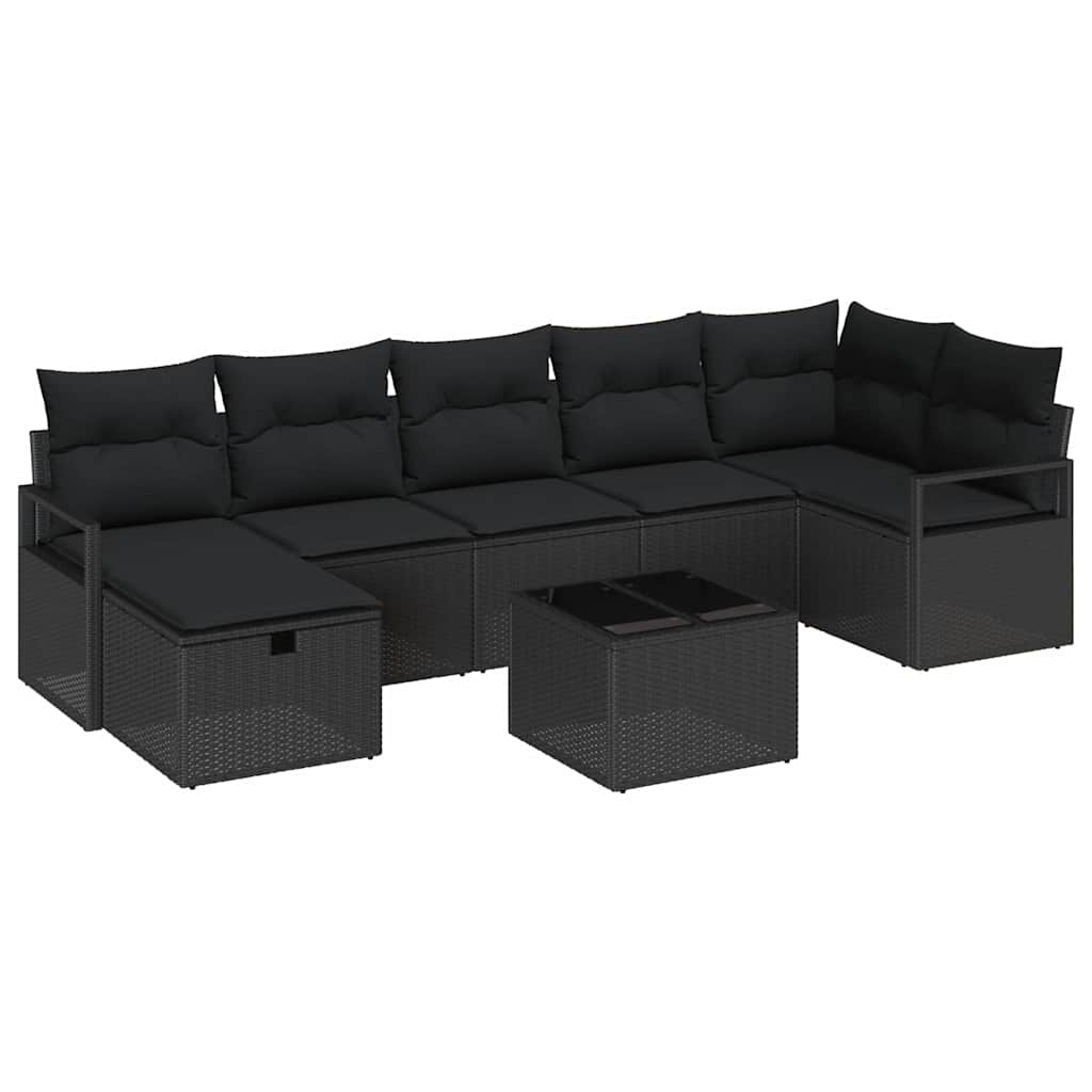 Sofa Set 8 stk. 7-Sitzanzahl Schwarz Poly-Rattan