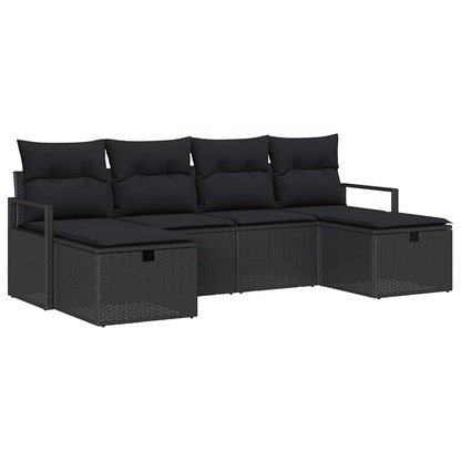 Sofa Set 6 stk. 6-Sitzanzahl Schwarz Poly-Rattan