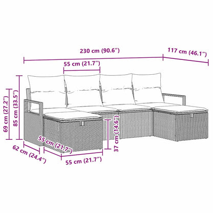 Sofa Set 6 stk. 6-Sitzanzahl Schwarz Poly-Rattan