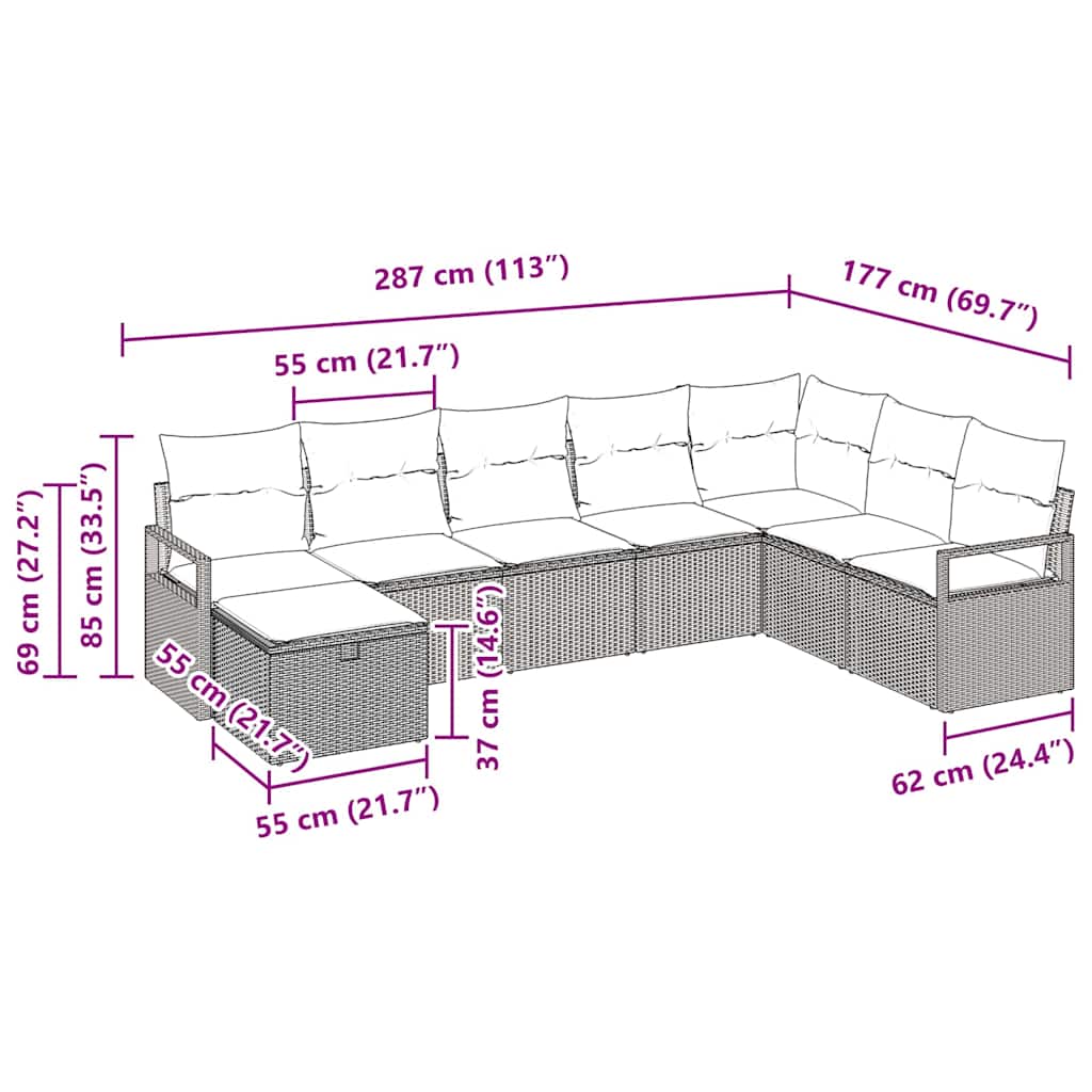 Sofa Set mit Kissen mit Speicher Beige und Creme Poly-Rattan