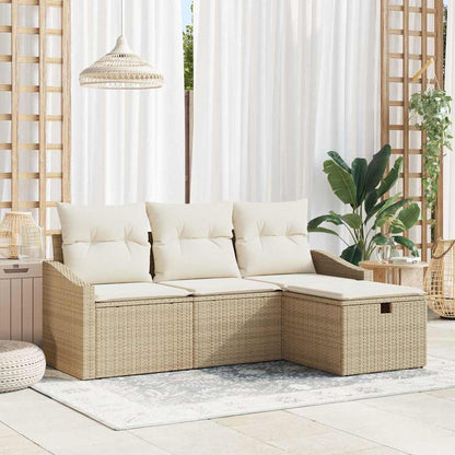 Sofa Set 4 stk. Beige Poly-Rattan