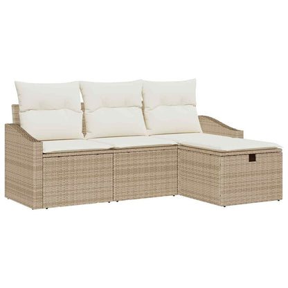 Sofa Set 4 stk. Beige Poly-Rattan