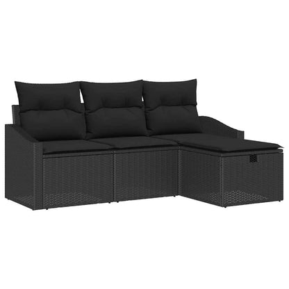 Sofa Set 4 stk. Schwarz Poly-Rattan