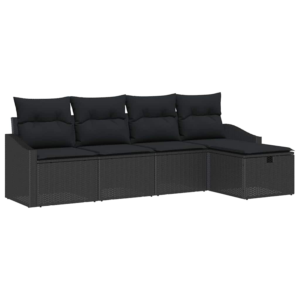 Sofa Set 5 stk. Schwarz Poly-Rattan