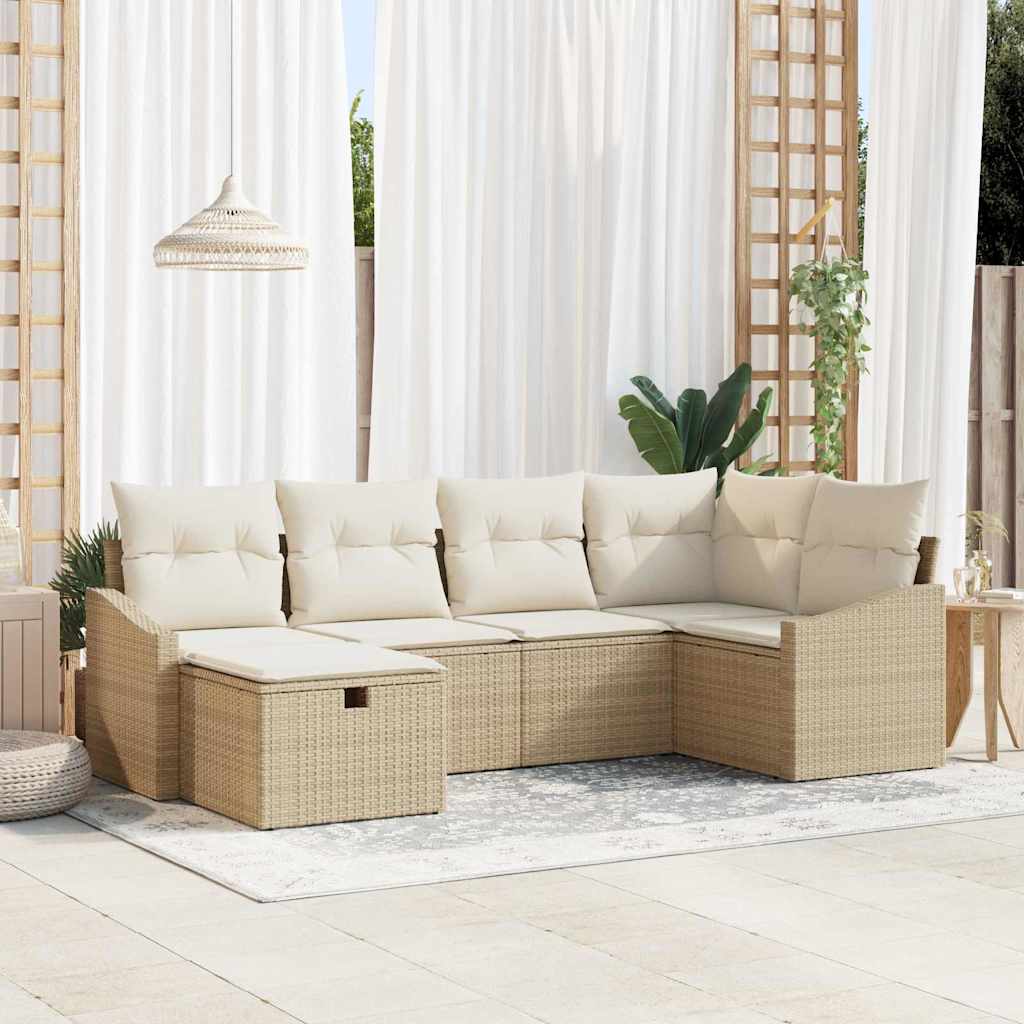 Sofa Set mit Kissen mit Speicher Beige und Creme Poly-Rattan