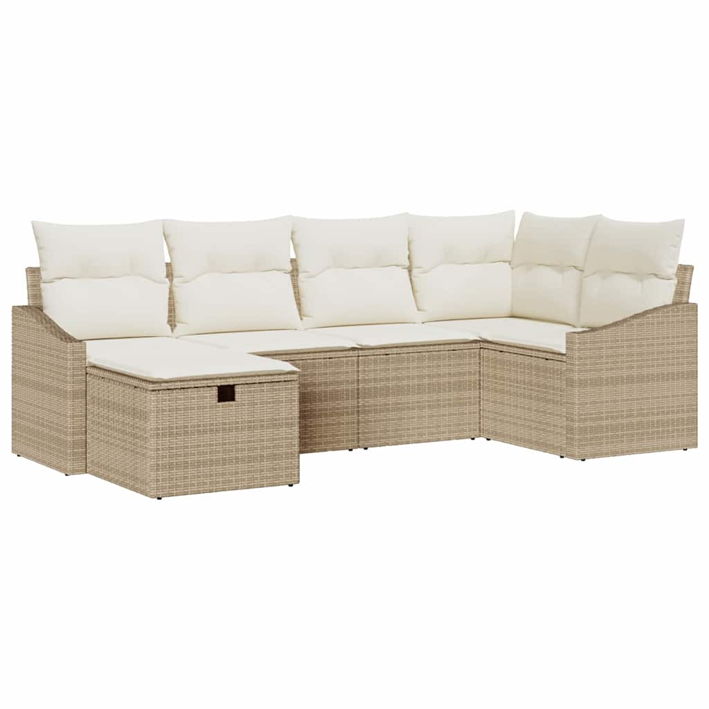 Sofa Set mit Kissen mit Speicher Beige und Creme Poly-Rattan