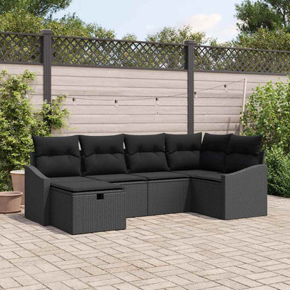 Sofa Set 6 stk. Schwarz Poly-Rattan