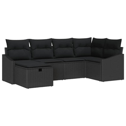 Sofa Set 6 stk. Schwarz Poly-Rattan