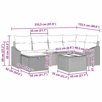 Sofa Set mit Kissen mit Speicher Schwarz Poly-Rattan