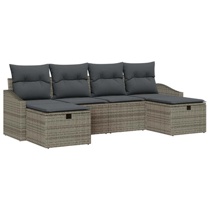 Gartensofa-set 6 stk. Poly-Rattan