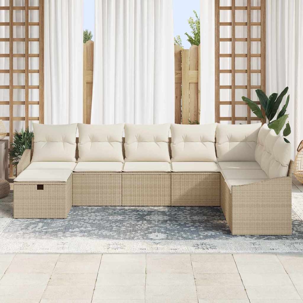 Gartensofa-set mit Kissen mit Speicher 8 pcs Poly-Rattan