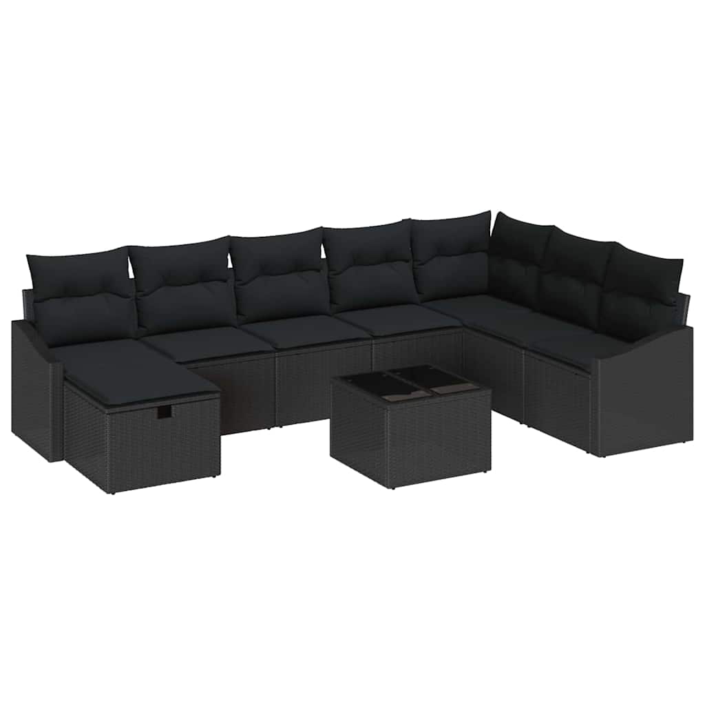 Gartensofa-set 9 stk. Poly-Rattan